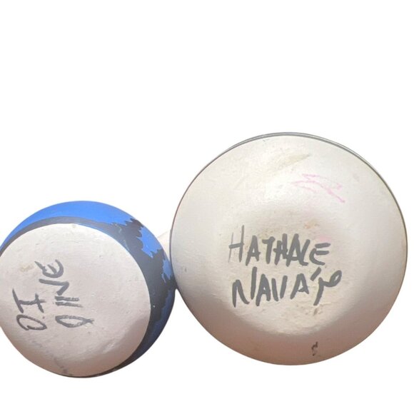 Native American Navajo Pottery Set Of 2 Vases Western Designs by Hathale & Dine - Picture 5 of 6